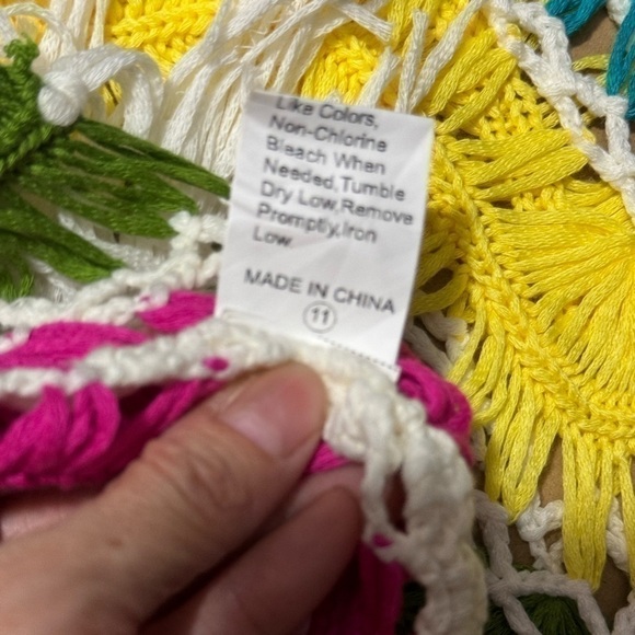 Boho Coachella Fringe Shawl Wrap Tie Crochet Tassels Macrame Style - Picture 14 of 15